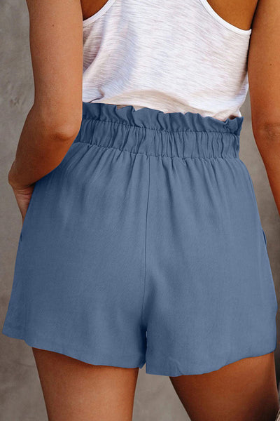 Women's elastic waist wide leg shorts