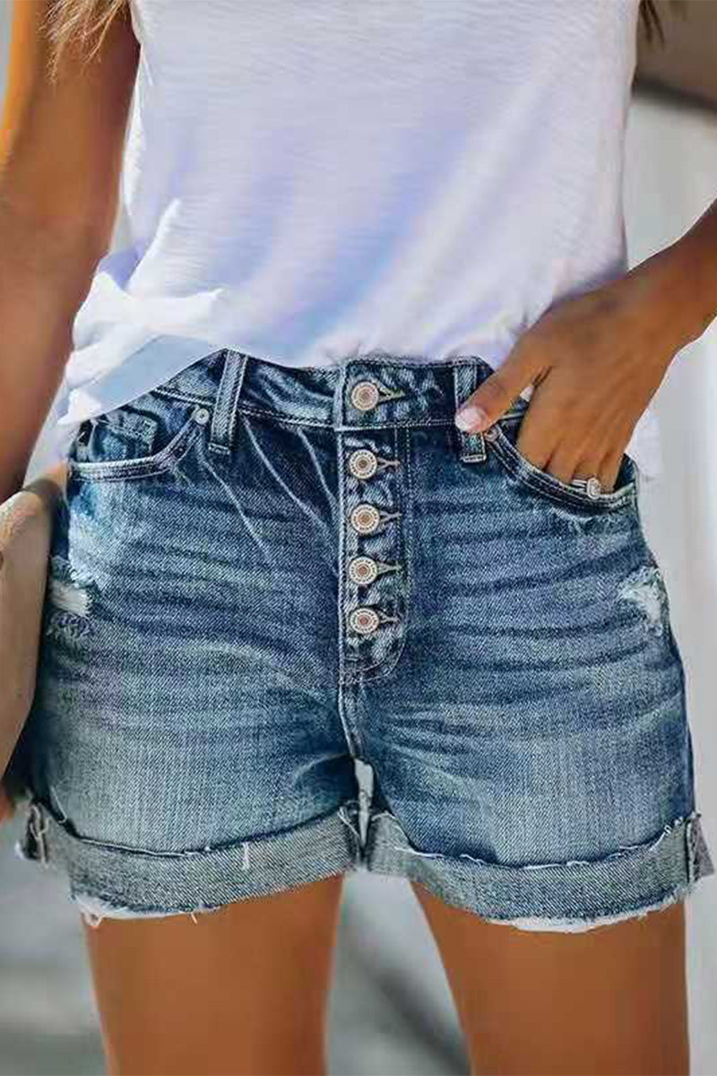 Women's mid-rise denim shorts