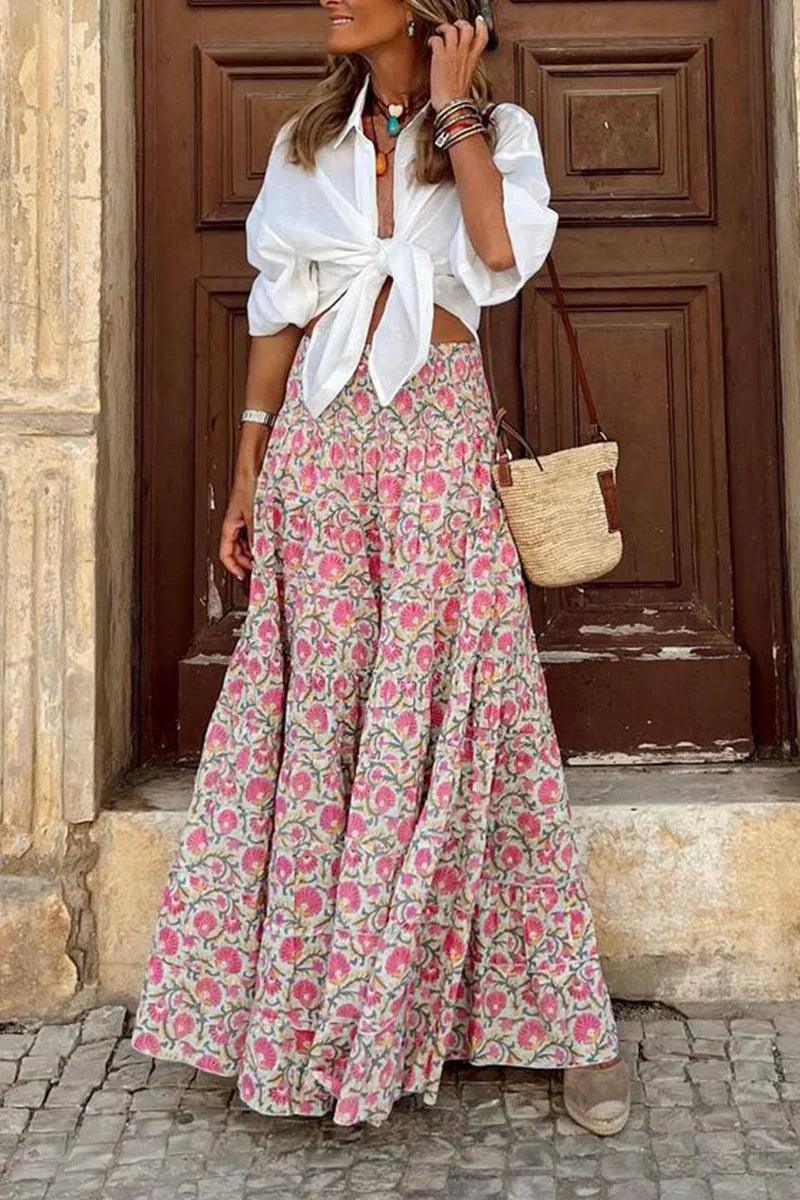 Bohemian Maxi Skirt with Print for Women