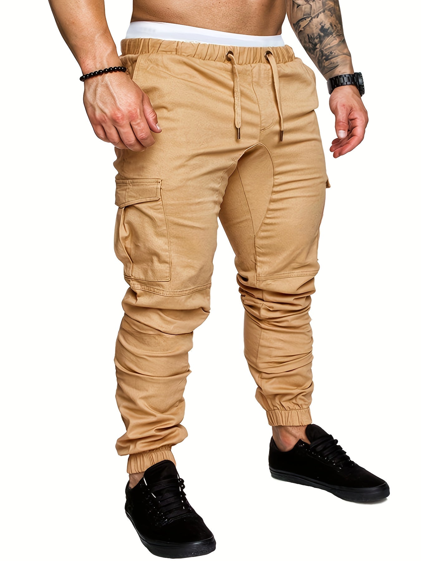 Cargo jogger pants with elastic waist for men