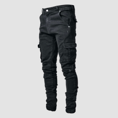 Men's stacked jeans with pocket detail