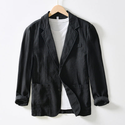 Men's Sustainable Linen Jacket - Lightweight All-Season Casual Blazer