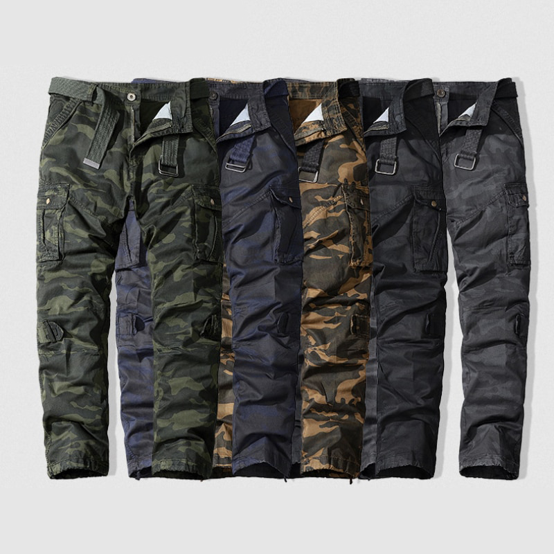 Men’s Cargo Trousers - Loose Fit - Multi-Pocket Utility Design - Durable Fabric