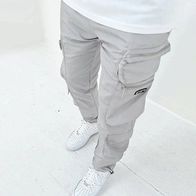 Men's Cargo Trousers - Tapered Fit - Multi-Pocket Utility Design - Casual Everyday Wear