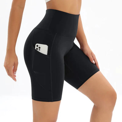 Women's fitness shorts with high waist and pocket