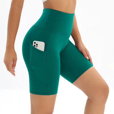 Women's fitness shorts with high waist and pocket