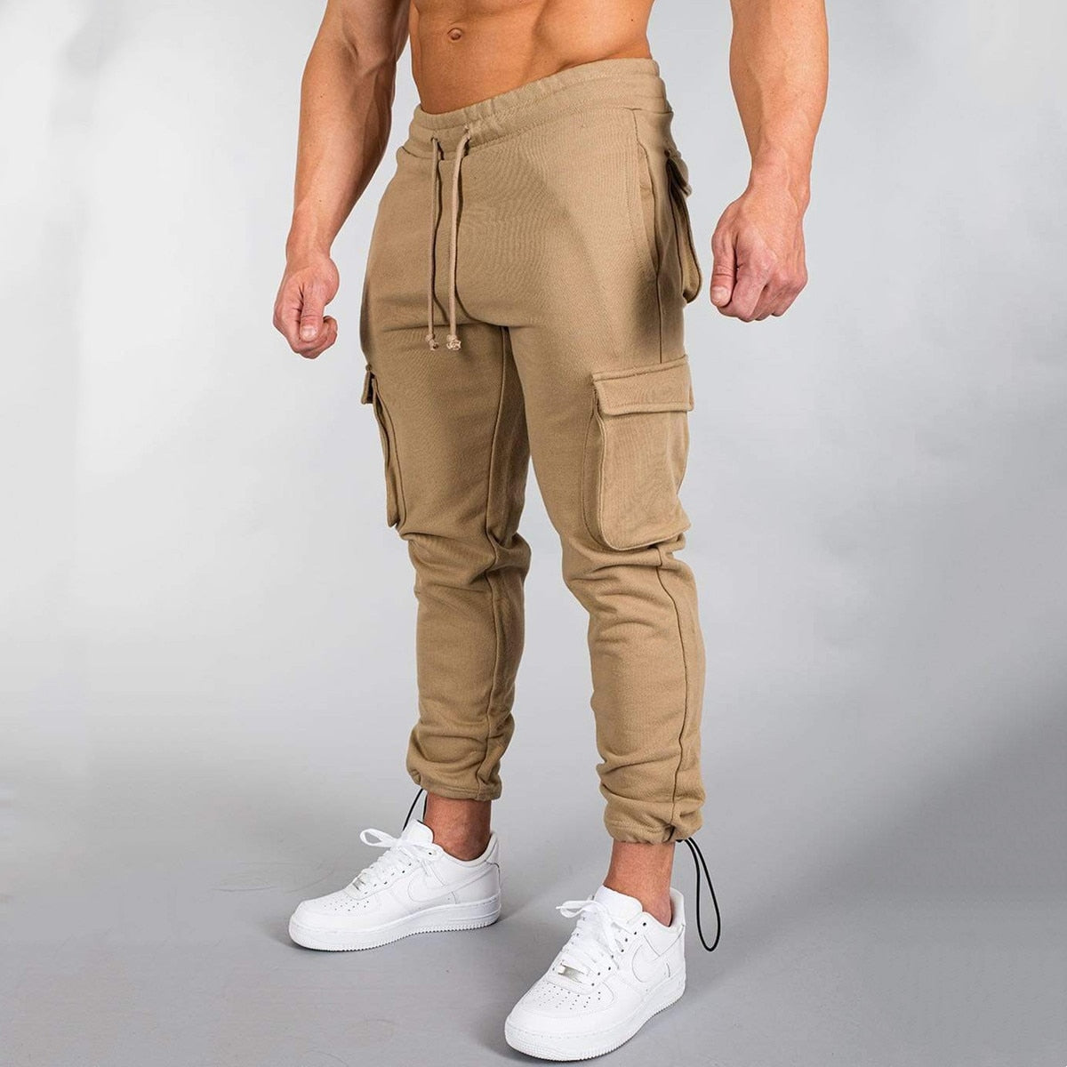 Men’s Cargo Joggers – Slim Fit – Elastic Waist – Multiple Utility Pockets – Cuffed Ankles