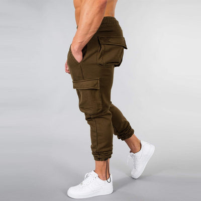 Men’s Cargo Joggers – Slim Fit – Elastic Waist – Multiple Utility Pockets – Cuffed Ankles