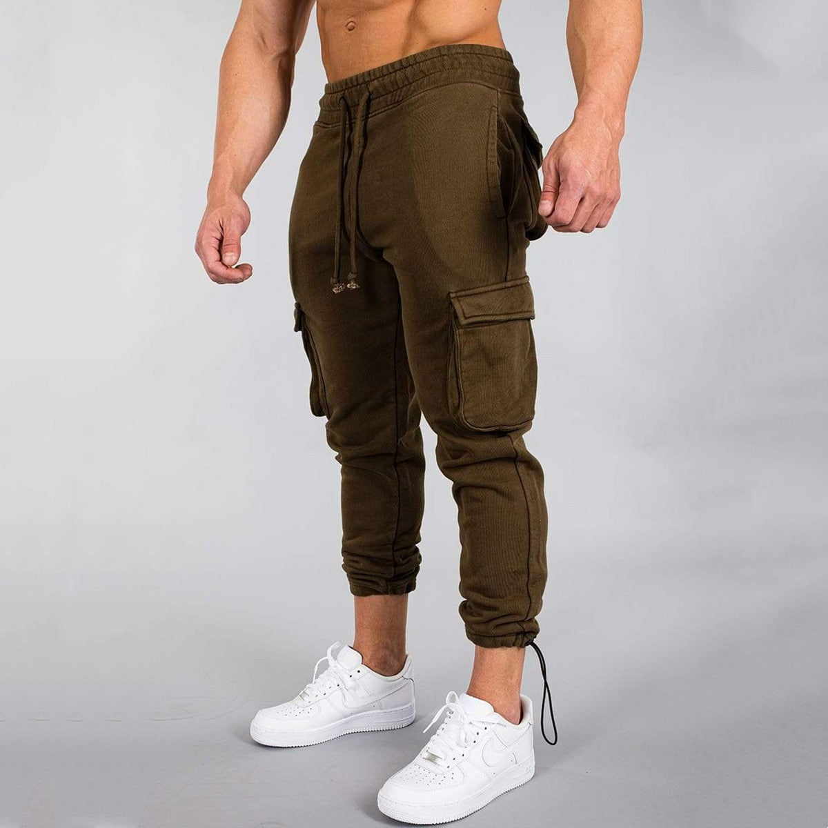 Men’s Cargo Joggers – Slim Fit – Elastic Waist – Multiple Utility Pockets – Cuffed Ankles