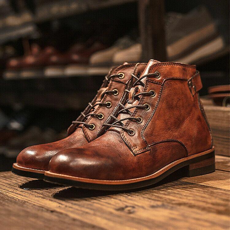 Men's Leather Lace-Up Ankle Boots