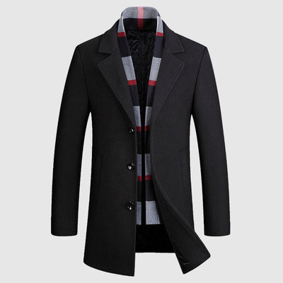 Men's wool coat with shawl collar