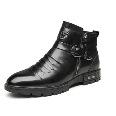 Men's slip-on leather mid-rise boots