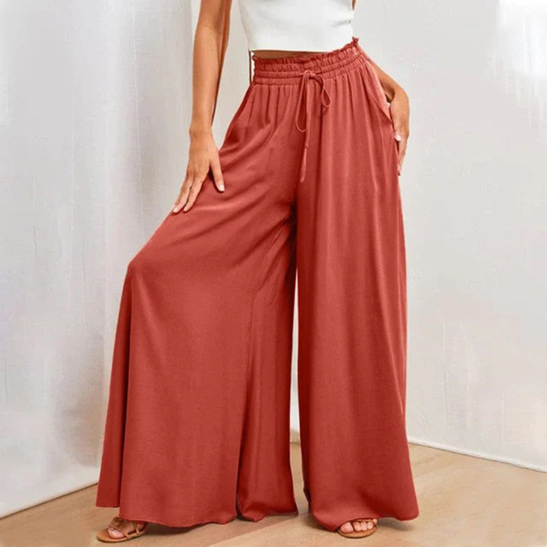 Women's Maxi Skirt - High Waist with Drawstring - Flowy Lightweight Fabric - With Pockets