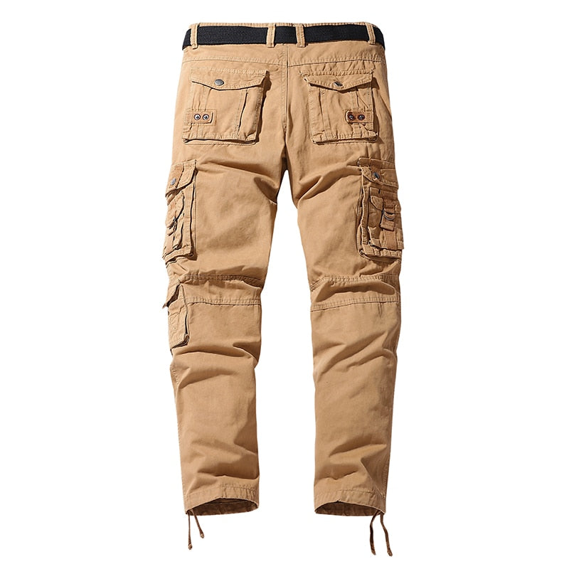 Men’s Cargo Trousers - Relaxed Fit - Multi-Pocket Utility Design - Adjustable Ankle Cuffs