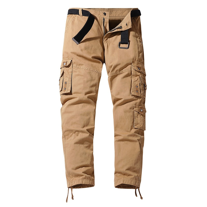 Men’s Cargo Trousers - Relaxed Fit - Multi-Pocket Utility Design - Adjustable Ankle Cuffs