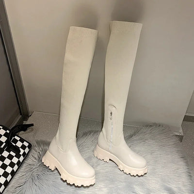 Over-the-knee stretch boots for women