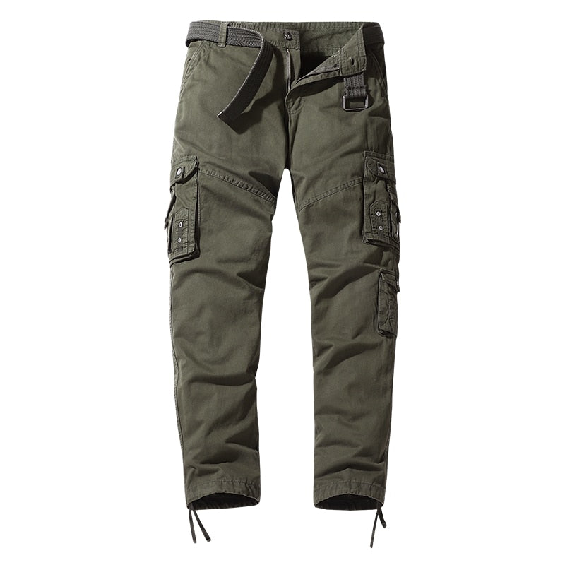 Men’s Cargo Trousers - Relaxed Fit - Multi-Pocket Utility Design - Adjustable Ankle Cuffs