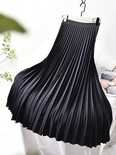 High-Waisted Pleated Midi Skirt for Women