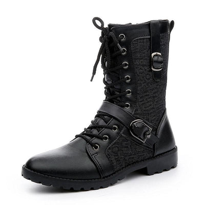 Men's lace-up boots with buckle closure