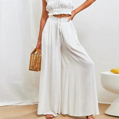 Women's Maxi Skirt - High Waist with Drawstring - Flowy Lightweight Fabric - With Pockets