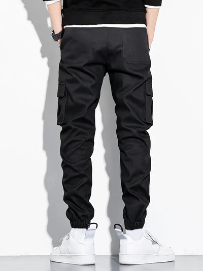 Men's cargo pants with elastic waist and multiple pockets