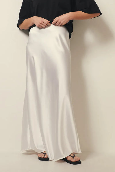 Women's Maxi Skirt - Sleek Satin - Flowing A-Line Silhouette - Elegant Formal Wear