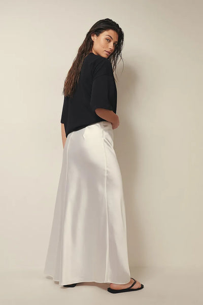 Women's Maxi Skirt - Sleek Satin - Flowing A-Line Silhouette - Elegant Formal Wear