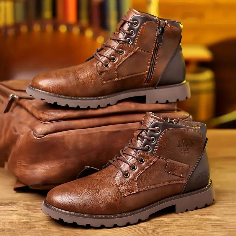 Men's Leather Zipper Dress Boots – Elegant and Durable Footwear