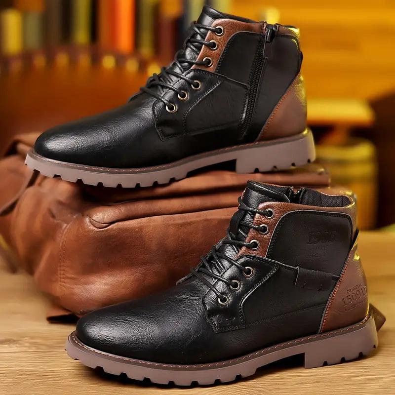 Men's Leather Zipper Dress Boots – Elegant and Durable Footwear