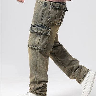 Men's retro cargo pants with multiple pockets