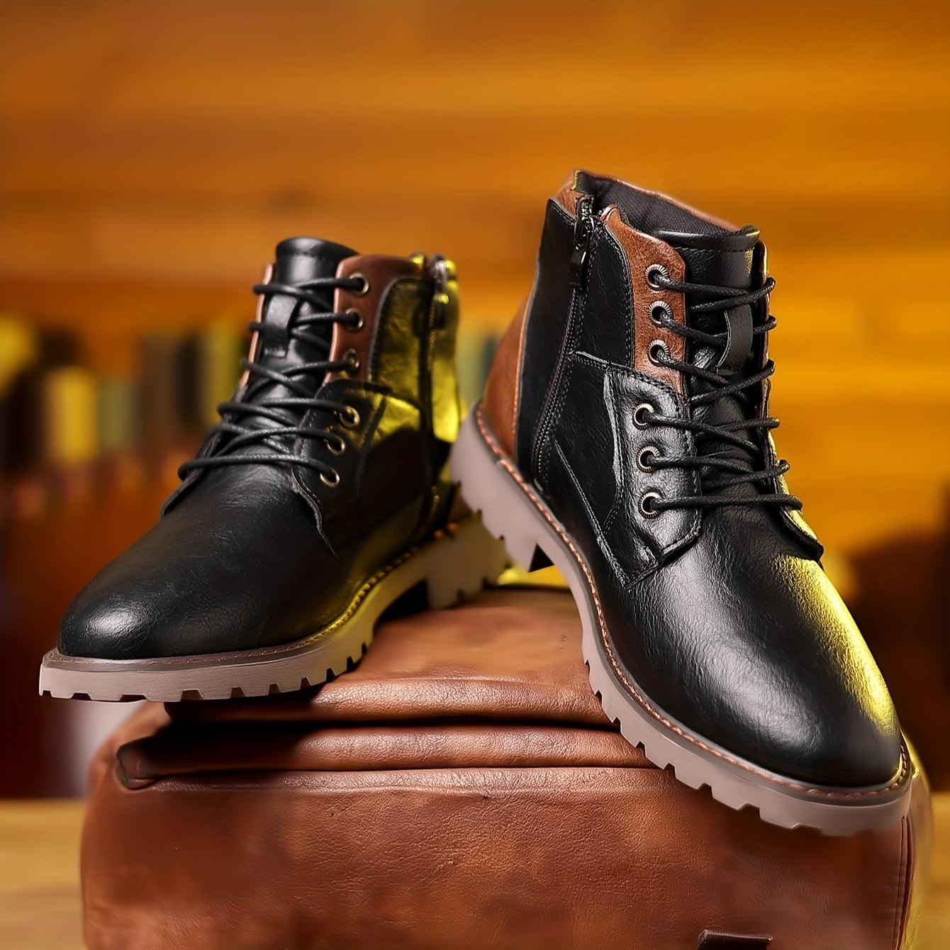 Men's Leather Zipper Dress Boots – Elegant and Durable Footwear