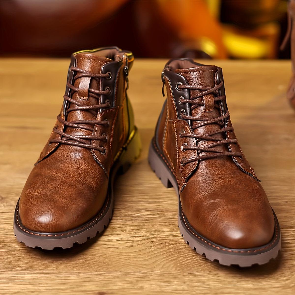 Men's Leather Zipper Dress Boots – Elegant and Durable Footwear