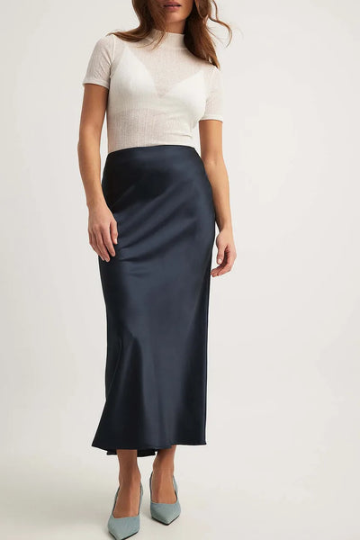 Women's Maxi Skirt - Sleek Satin - Flowing A-Line Silhouette - Elegant Formal Wear