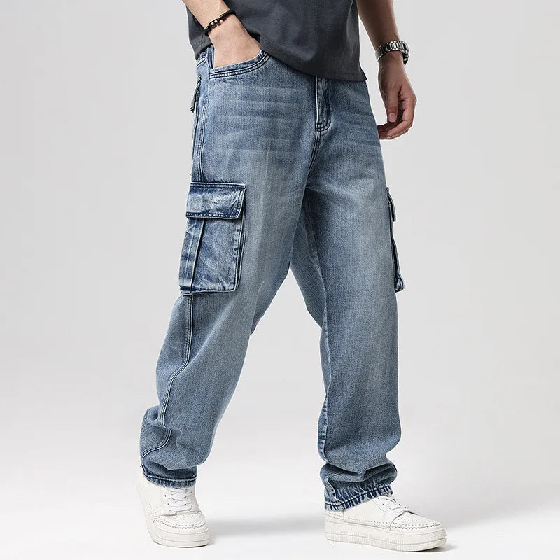 Men's retro cargo pants with multiple pockets